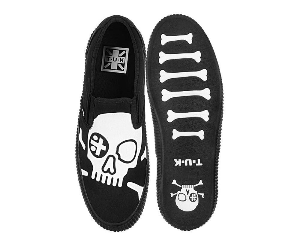T.U.K. Shoes A3352 Black Skull Canvas Slip-On Sneaker