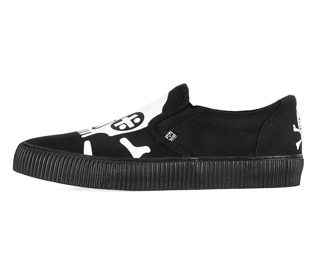 T.U.K. Shoes A3352 Black Skull Canvas Slip-On Sneaker