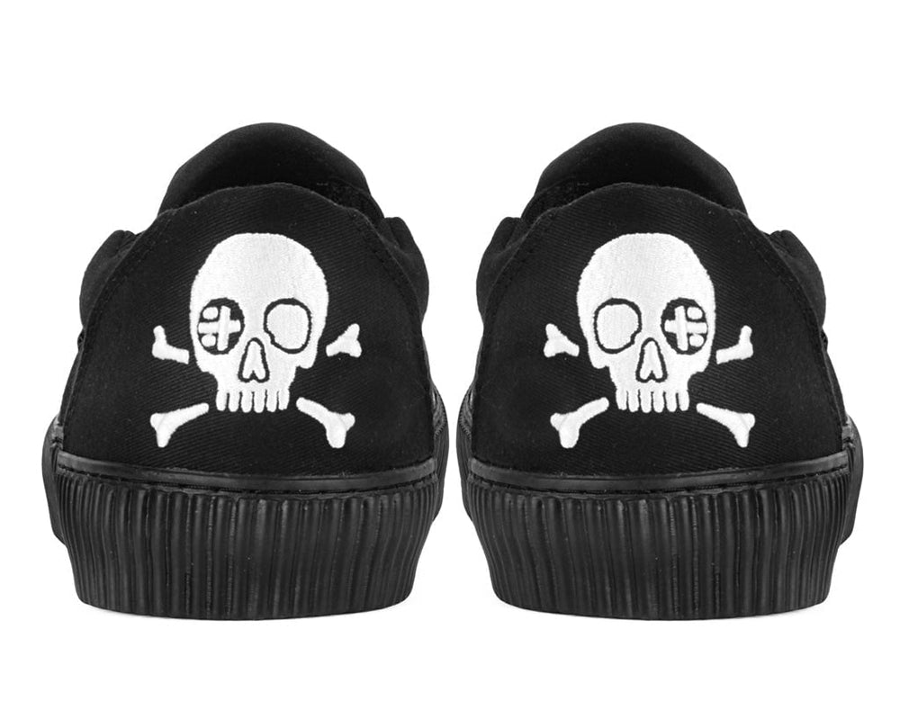 T.U.K. Shoes A3352 Black Skull Canvas Slip-On Sneaker