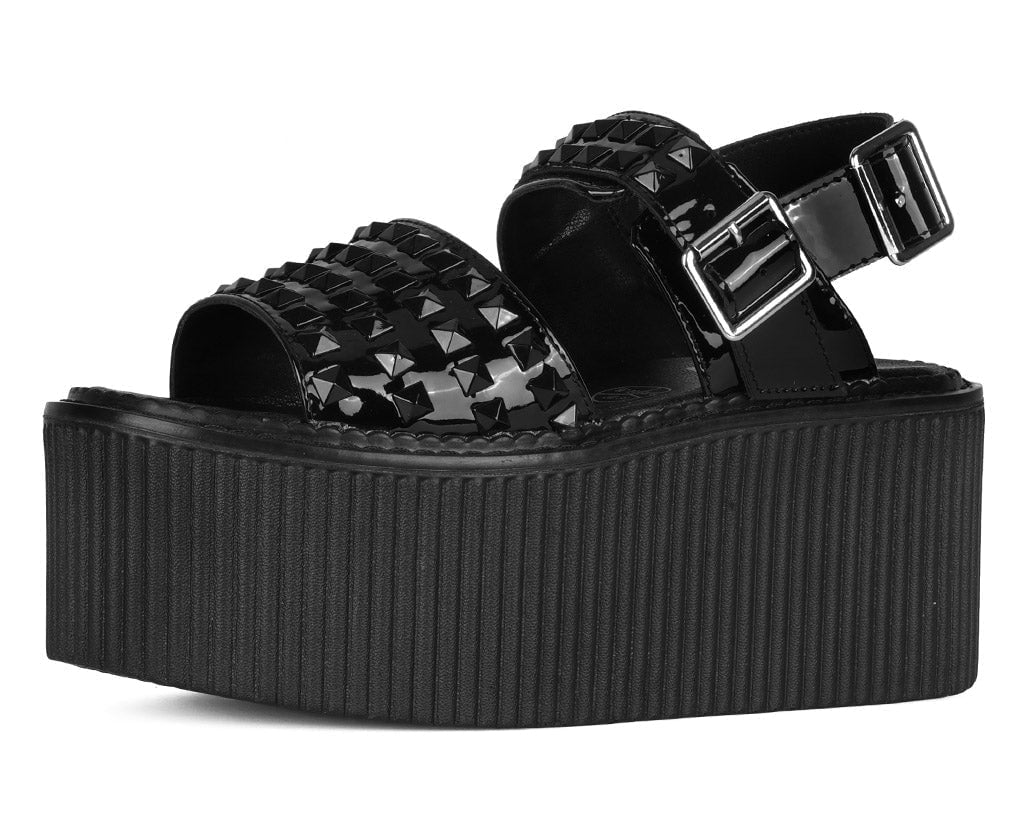 T.U.K. Shoes S3382L Black Patent Studded Strato Sandal