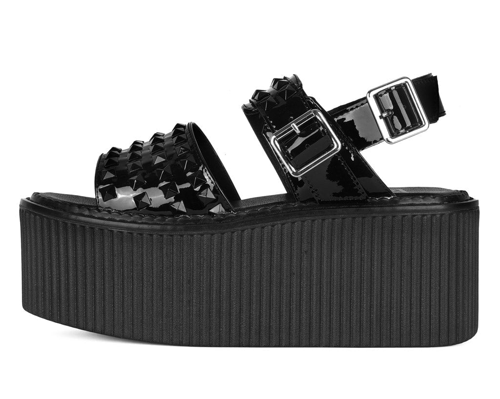 T.U.K. Shoes S3382L Black Patent Studded Strato Sandal