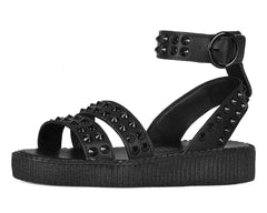 T.U.K. Shoes F3384L Black TUKskin Studded Ankle Strap Sandal