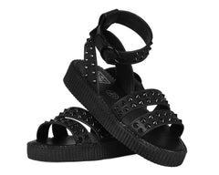 T.U.K. Shoes F3384L Black TUKskin Studded Ankle Strap Sandal
