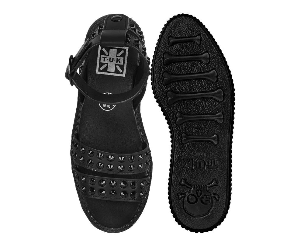 T.U.K. Shoes F3384L Black TUKskin Studded Ankle Strap Sandal