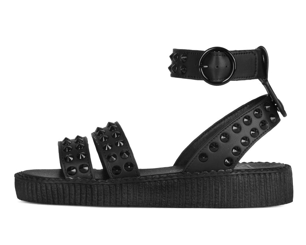 T.U.K. Shoes F3384L Black TUKskin Studded Ankle Strap Sandal