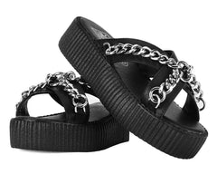 T.U.K. Shoes V3346L Black TUKskin Chain Strap Viva Mondo Sandal