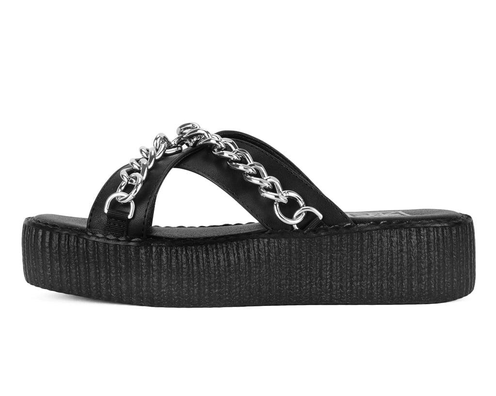 T.U.K. Shoes V3346L Black TUKskin Chain Strap Viva Mondo Sandal