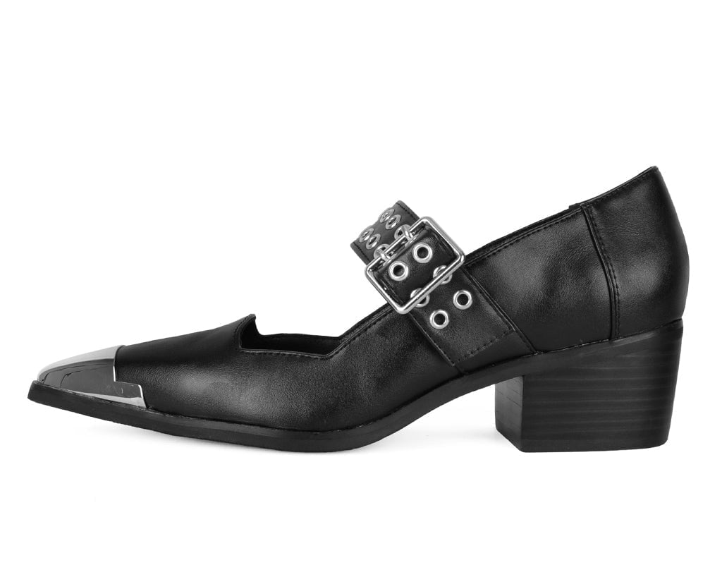 T.U.K. Shoes A3289L Black TUKskin Cuban Heel Mary Jane