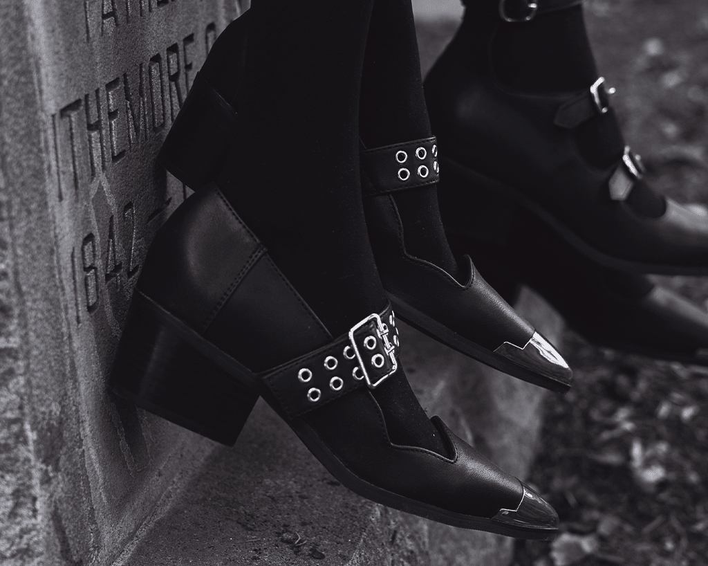 T.U.K. Shoes A3289L Black TUKskin Cuban Heel Mary Jane