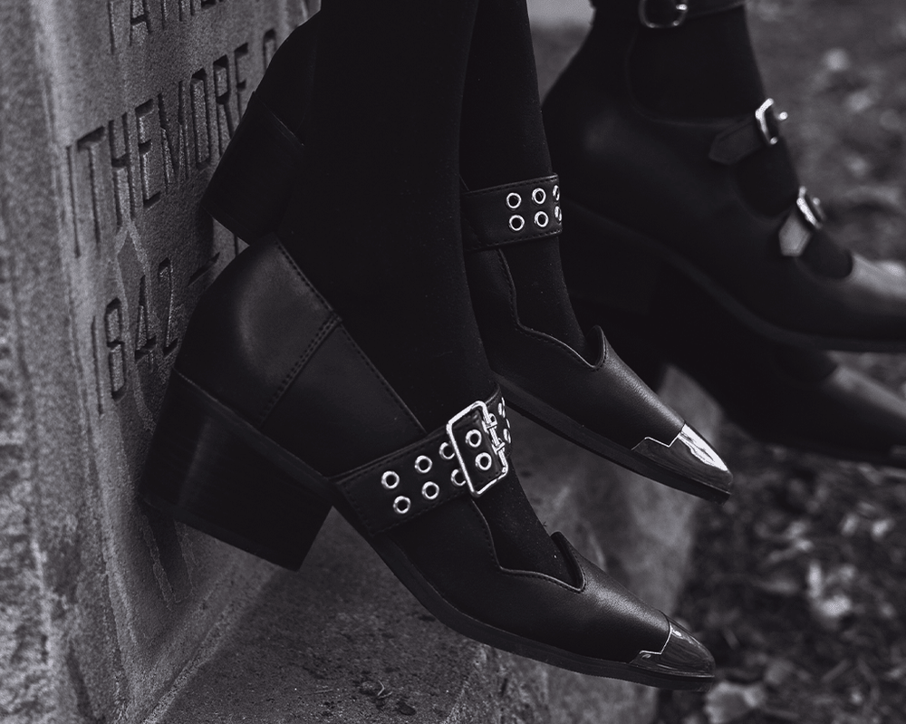 T.U.K. Shoes A3289L Black TUKskin Cuban Heel Mary Jane