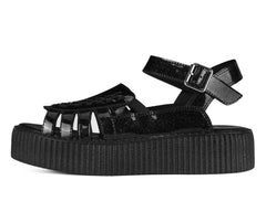 T.U.K. Shoes Black Vinyl Glitter Interlace Viva Mondo Sandal
