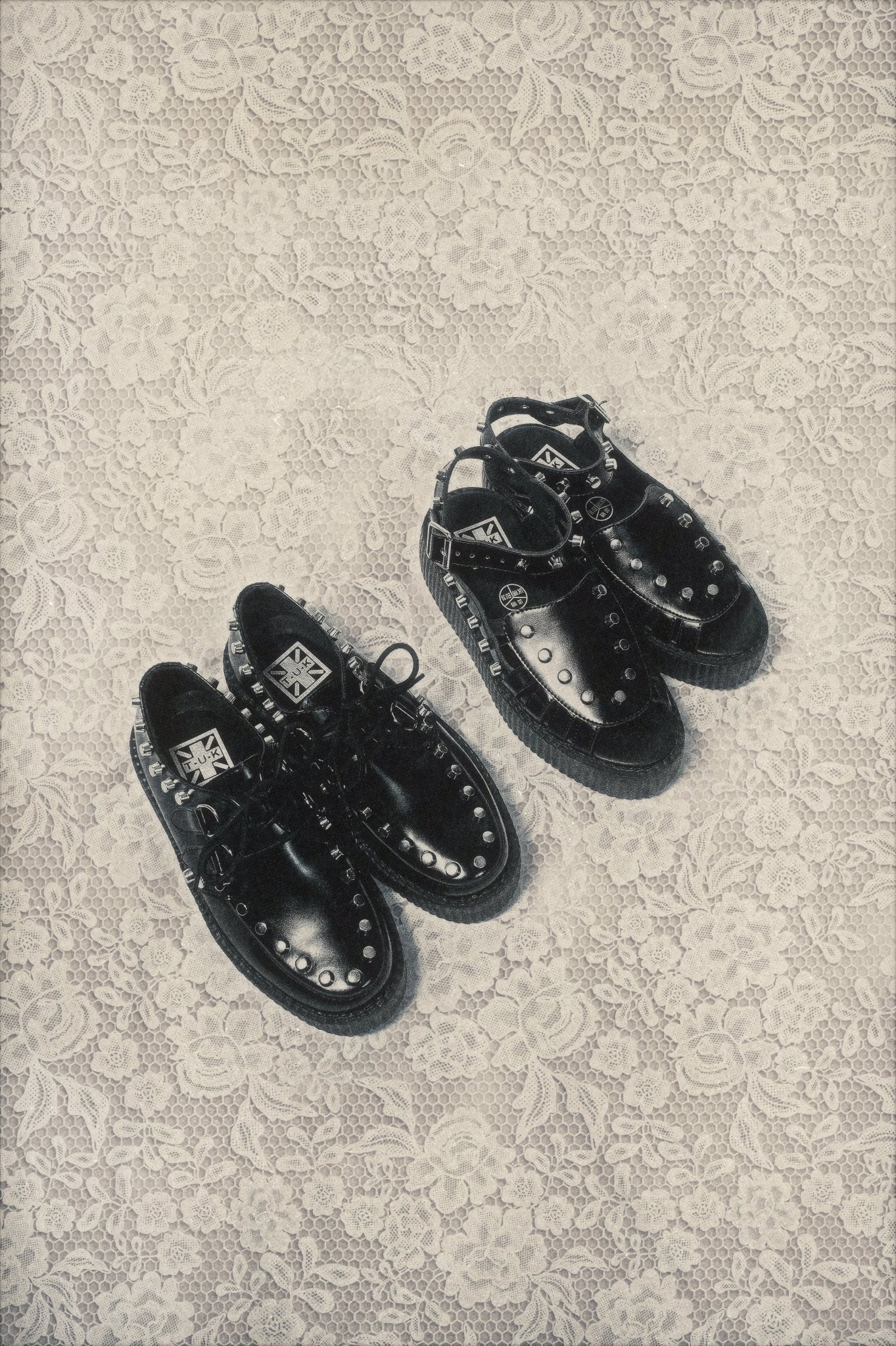 T.U.K. Shoes Black Leather Flat Studded Viva Mondo Sandal