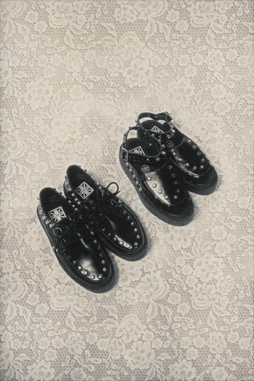 T.U.K. Shoes Black Leather Flat Studded Viva Mondo Sandal