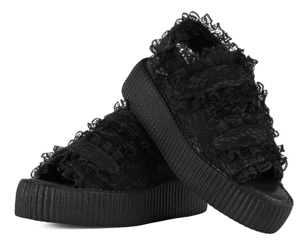 T.U.K. Shoes Black Ruffle Viva Mondo Sandal
