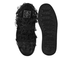 T.U.K. Shoes Black Ruffle Viva Mondo Sandal