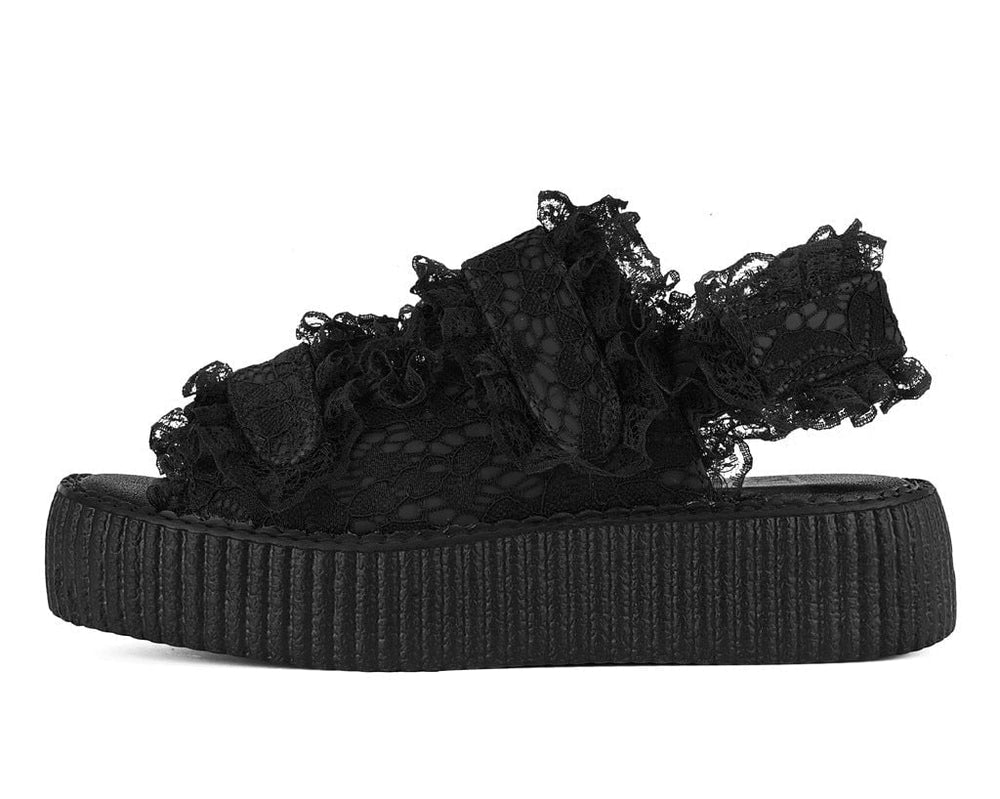 T.U.K. Shoes Black Ruffle Viva Mondo Sandal