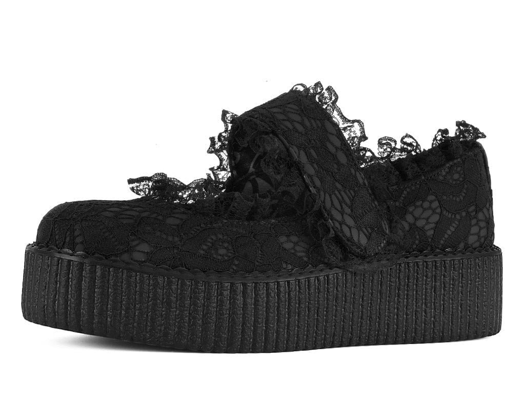 T.U.K. Shoes Black Ruffle Mondo Mary Jane