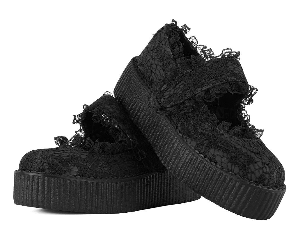 T.U.K. Shoes Black Ruffle Mondo Mary Jane