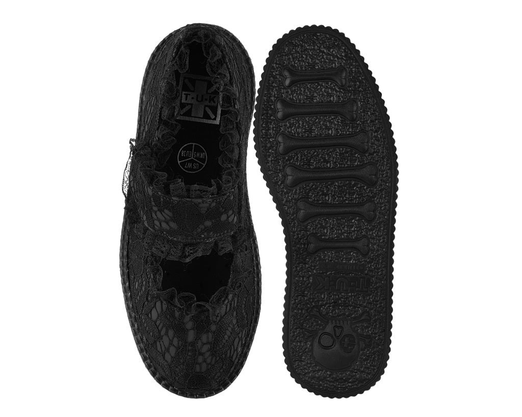 T.U.K. Shoes Black Ruffle Mondo Mary Jane