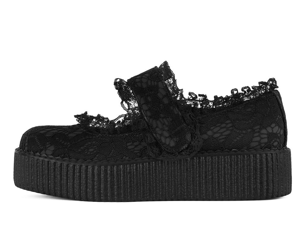 T.U.K. Shoes Black Ruffle Mondo Mary Jane