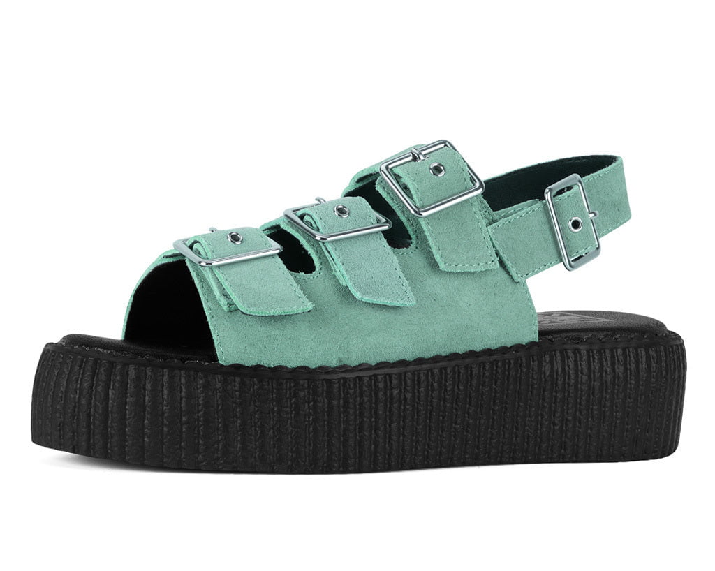 T.U.K. Shoes Pale Blue Suede 3 - Buckle Mondo Sandal