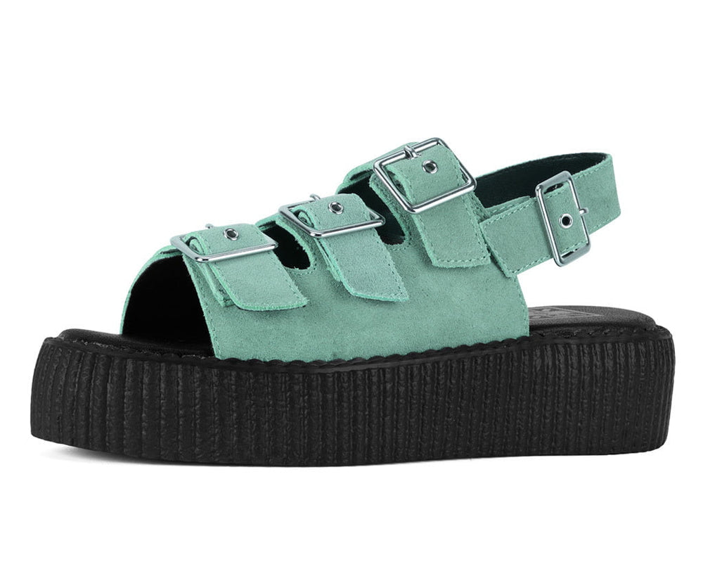 T.U.K. Shoes Pale Blue Suede 3 - Buckle Mondo Sandal