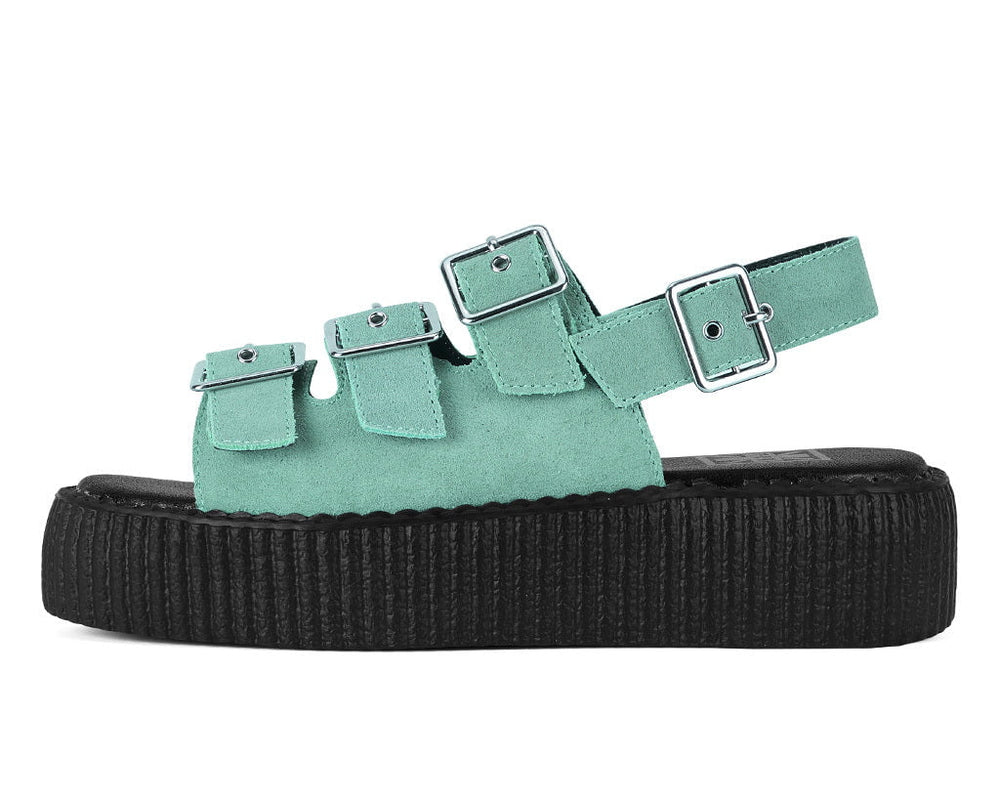 T.U.K. Shoes Pale Blue Suede 3 - Buckle Mondo Sandal