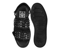 T.U.K. Shoes V3254L Black Suede Velcro Studded Sandal