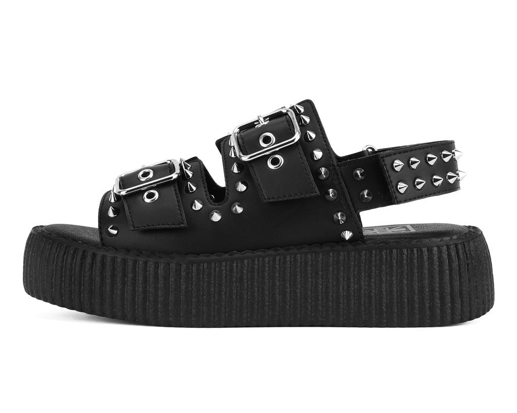 T.U.K. Shoes V3477L Black TUKskin Studded Viva Mondo Sandal