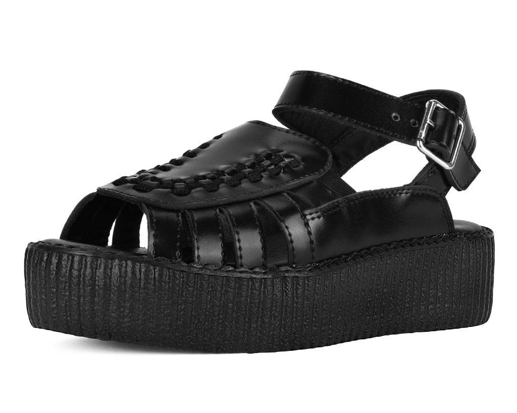 T.U.K. Shoes V3358L Black Leather Interlace Viva Mondo Sandal