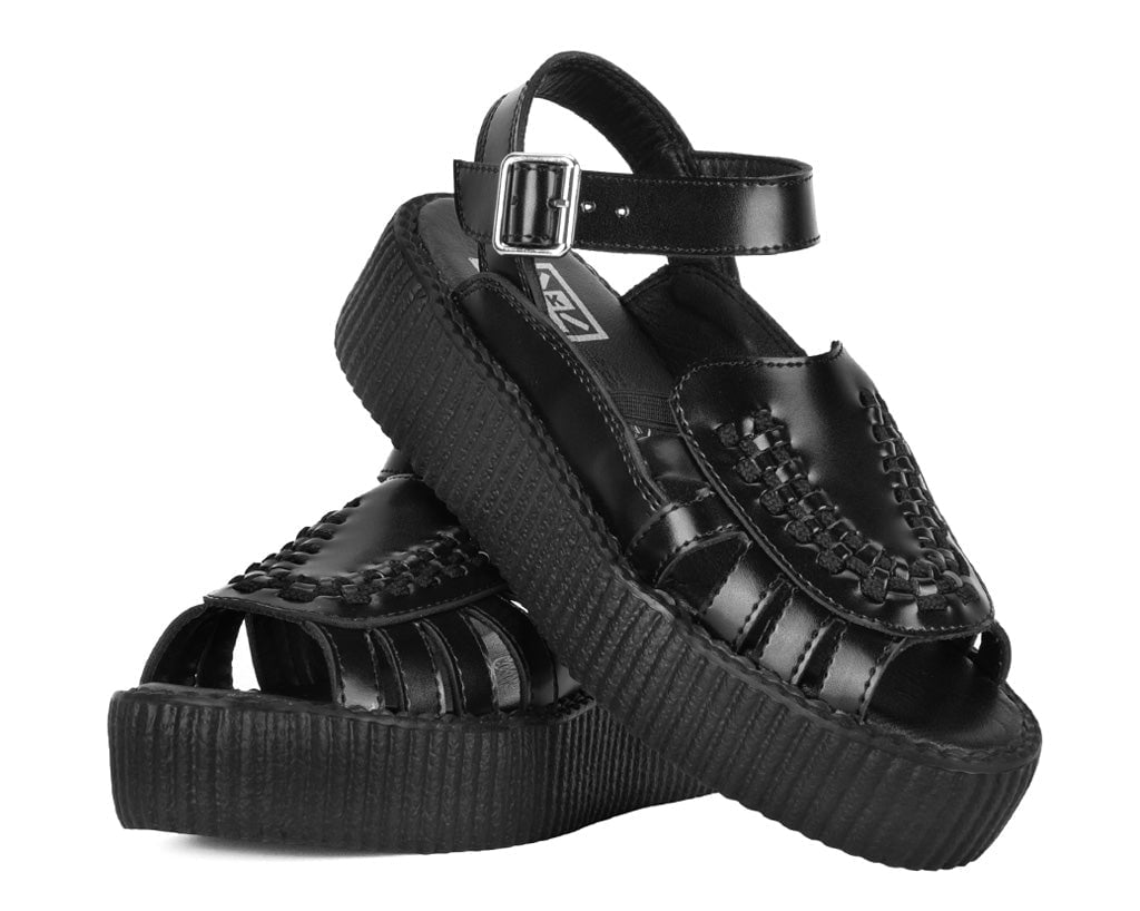 T.U.K. Shoes V3358L Black Leather Interlace Viva Mondo Sandal