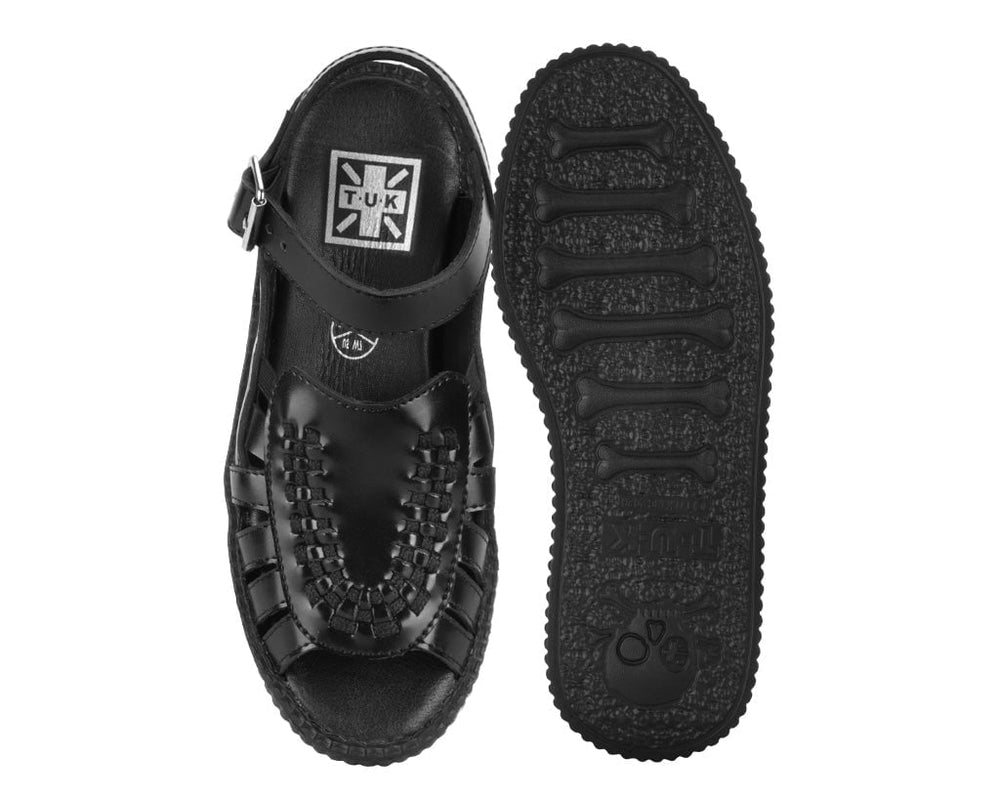 T.U.K. Shoes V3358L Black Leather Interlace Viva Mondo Sandal