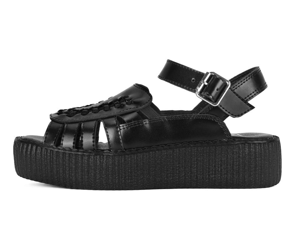 T.U.K. Shoes V3358L Black Leather Interlace Viva Mondo Sandal