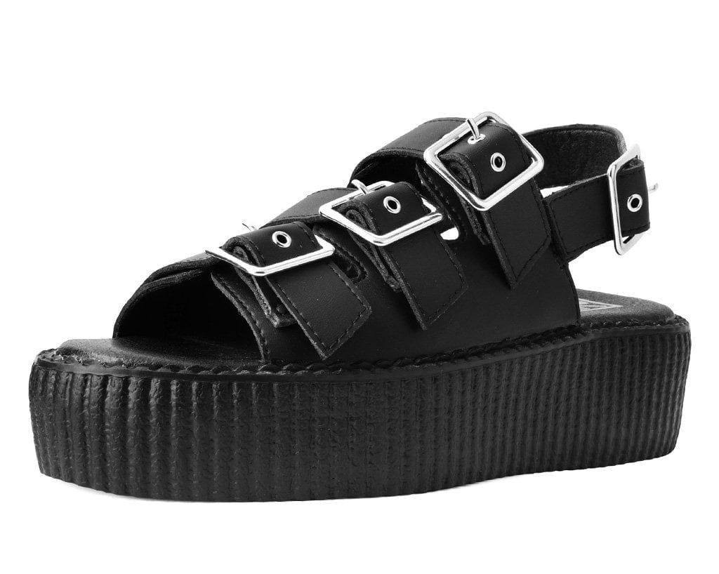 T.U.K. Shoes V9880L Black 3-Buckle Mondo Sandal