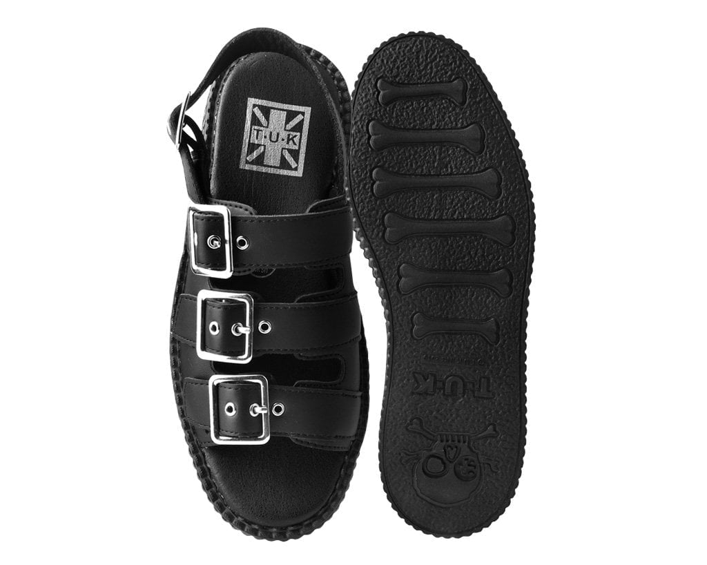 T.U.K. Shoes V9880L Black 3-Buckle Mondo Sandal