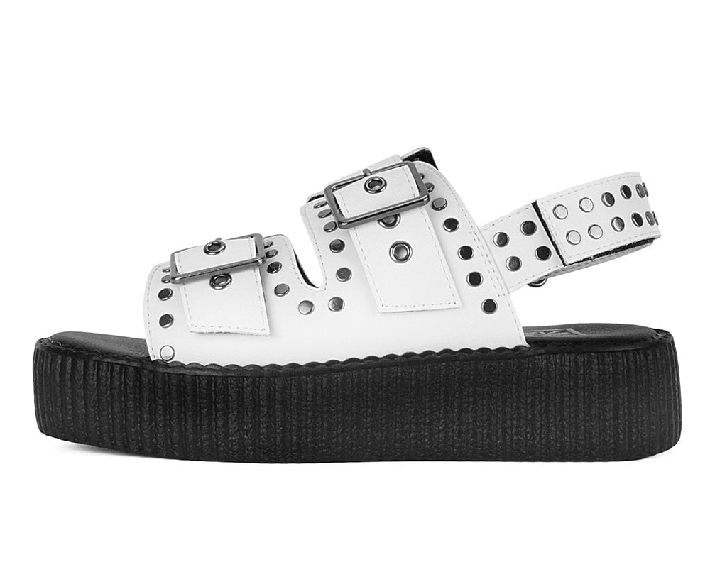 T.U.K. Shoes V3345L White TUKskin Flat Stud Viva Mondo Sandal
