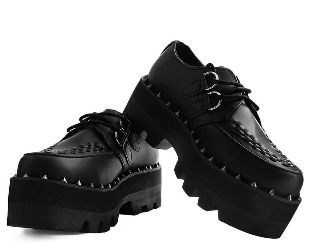 T.U.K. Shoes A9469 Black Faux Leather Dino Lug Sole Creeper