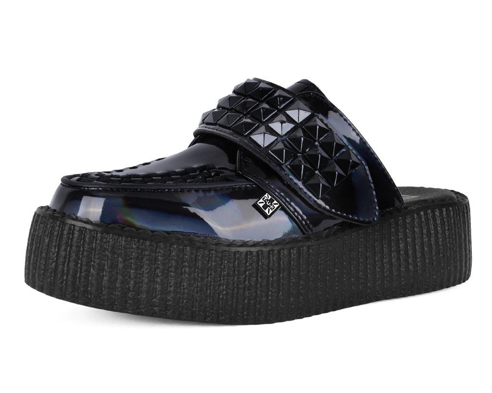 T.U.K. Shoes V3261L Black Rainbow Haze Studded Creeper Mule
