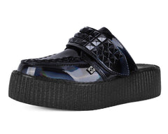 T.U.K. Shoes V3261L Black Rainbow Haze Studded Creeper Mule