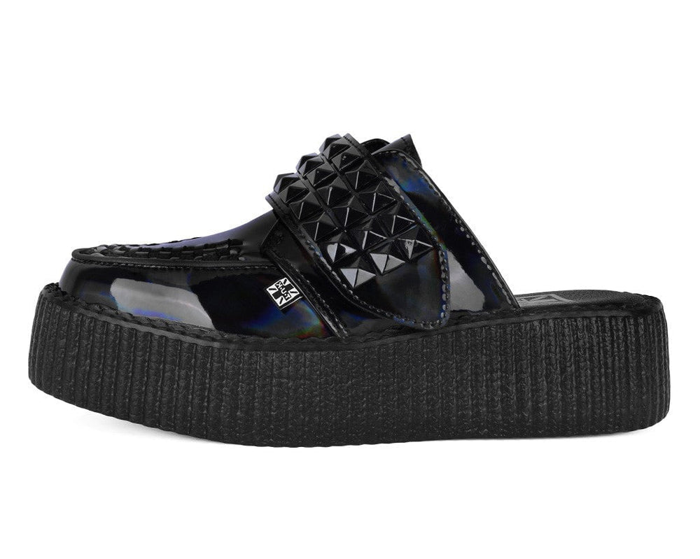 T.U.K. Shoes V3261L Black Rainbow Haze Studded Creeper Mule