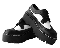 T.U.K. Shoes A9885 Black & White Double Decker Brogue