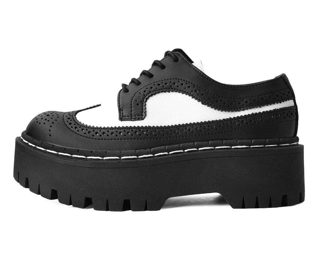 T.U.K. Shoes A9885 Black & White Double Decker Brogue