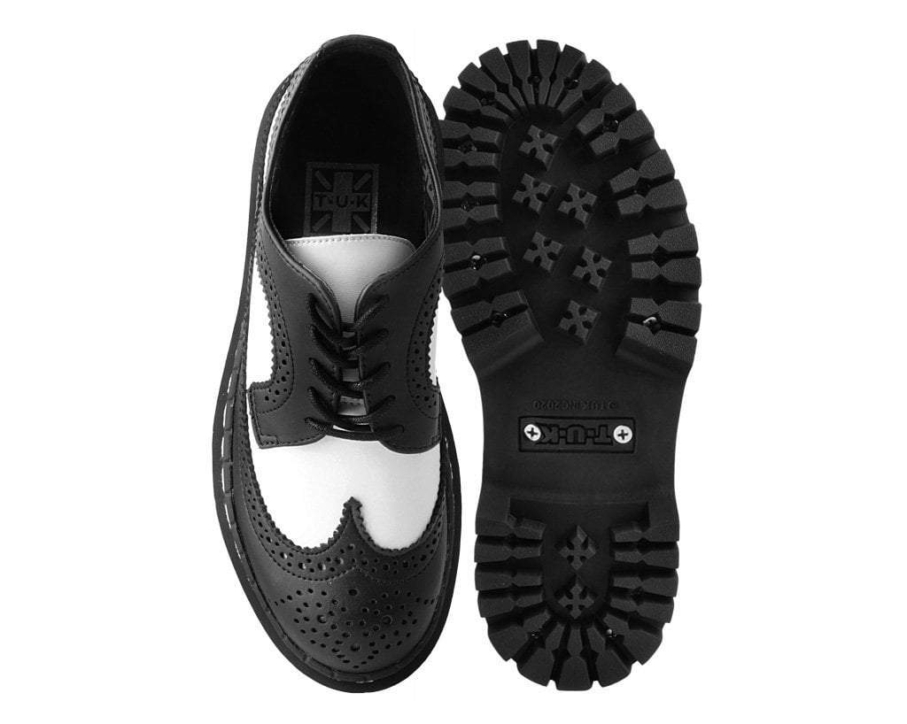 T.U.K. Shoes A9885 Black & White Double Decker Brogue