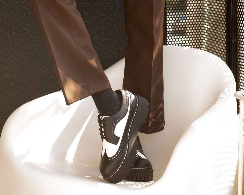 T.U.K. Shoes A9885 Black & White Double Decker Brogue