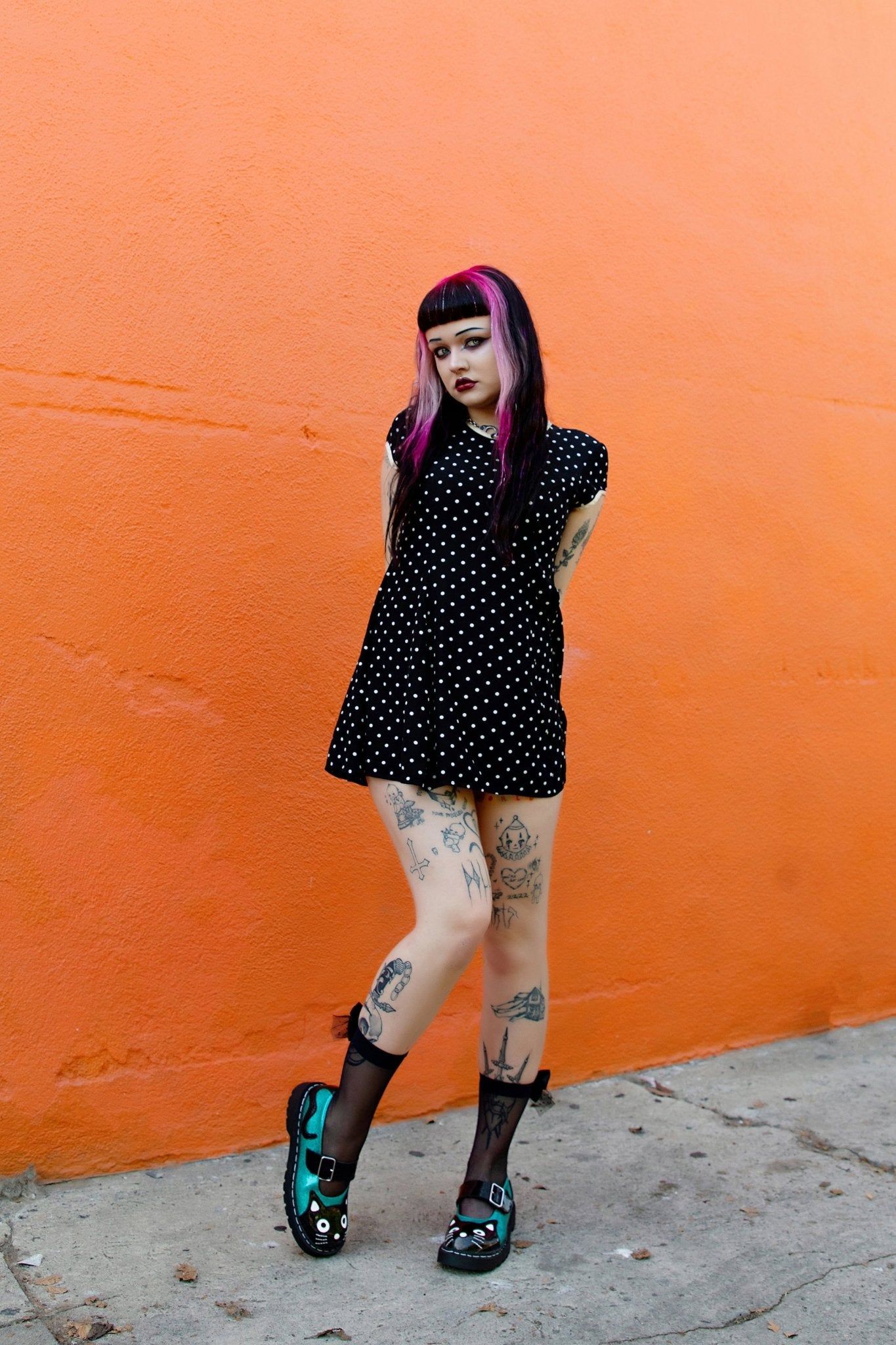 T.U.K. Shoes Black & Teal Vinyl Glitter Kitty Mary Jane