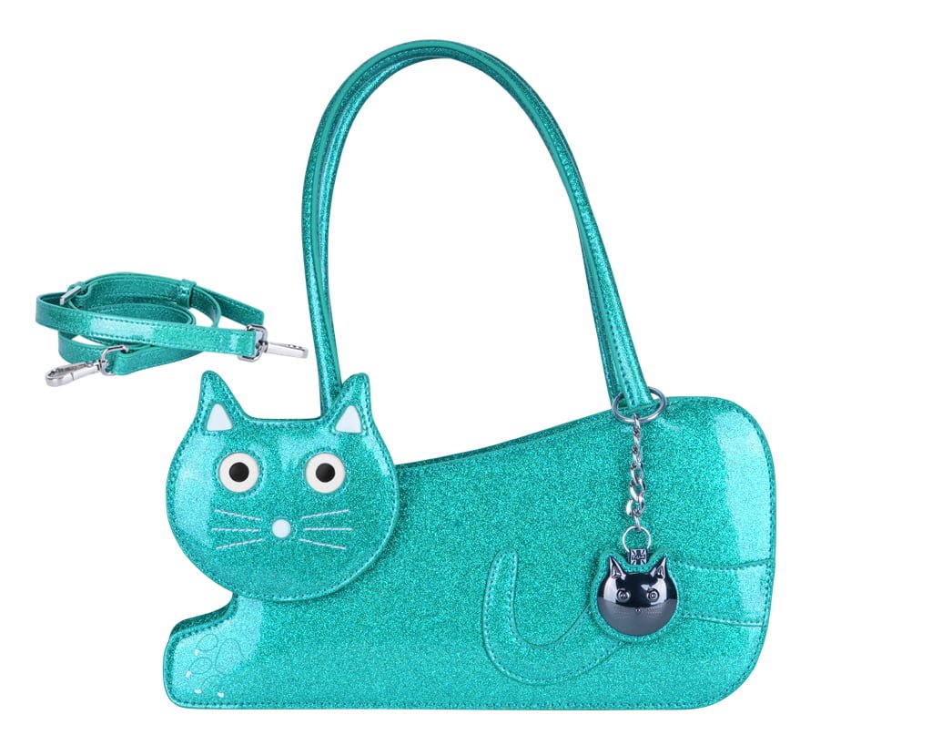 T.U.K. Shoes Teal Glitter Kitty Handbag