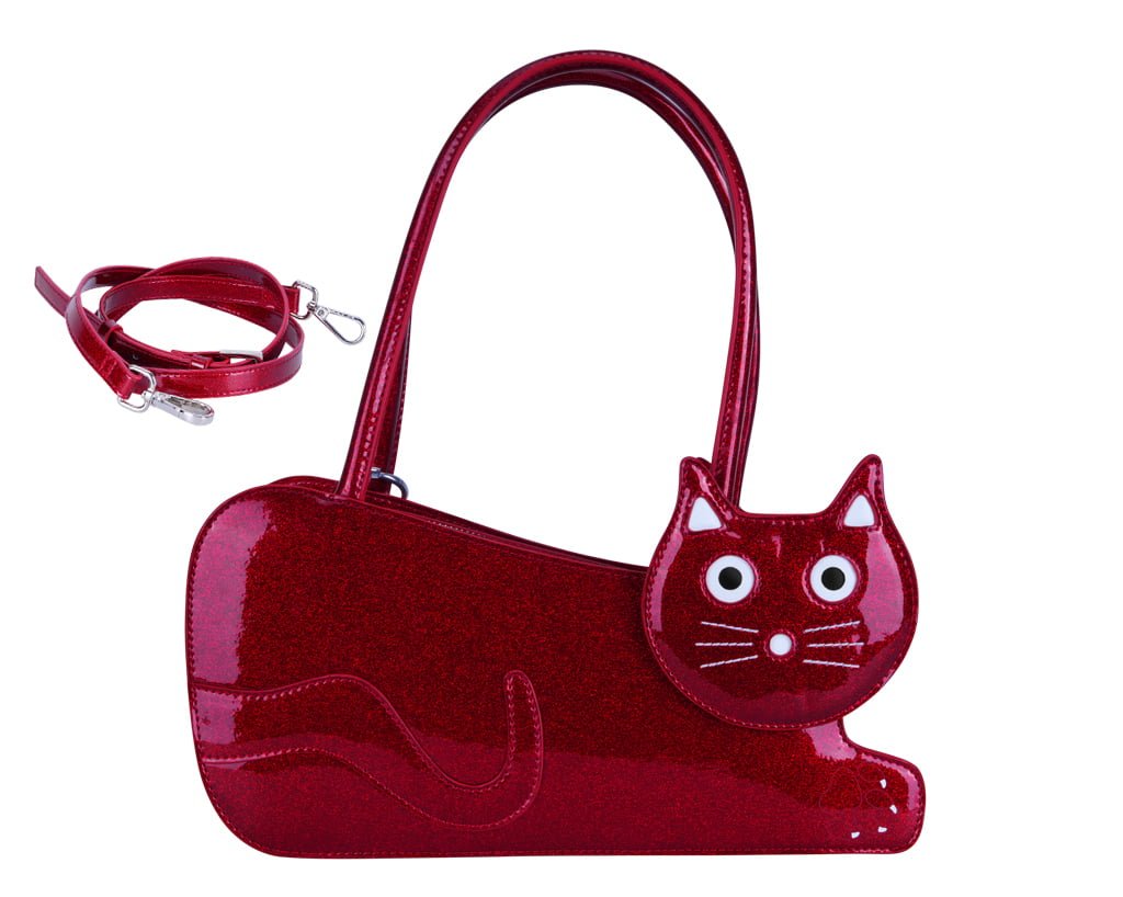 T.U.K. Shoes Red Glitter Kitty Handbag