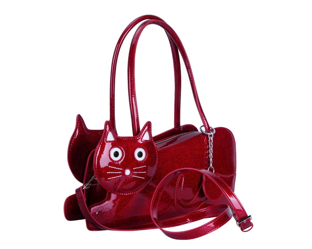 T.U.K. Shoes Red Glitter Kitty Handbag