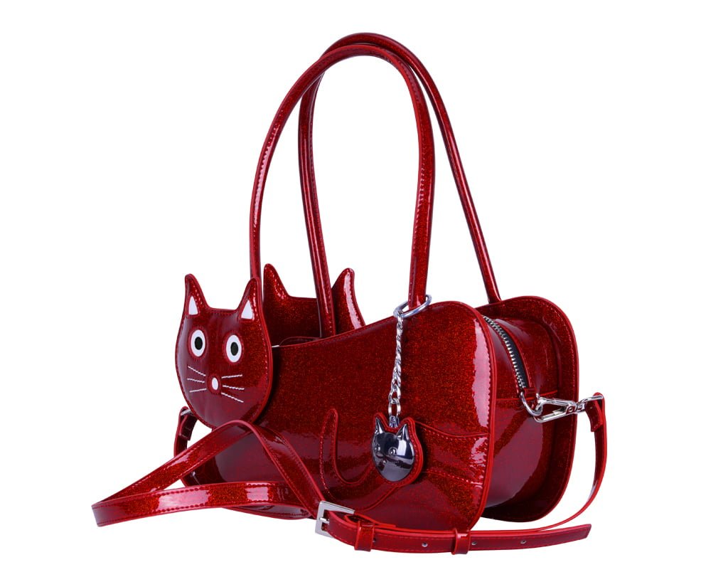T.U.K. Shoes Red Glitter Kitty Handbag