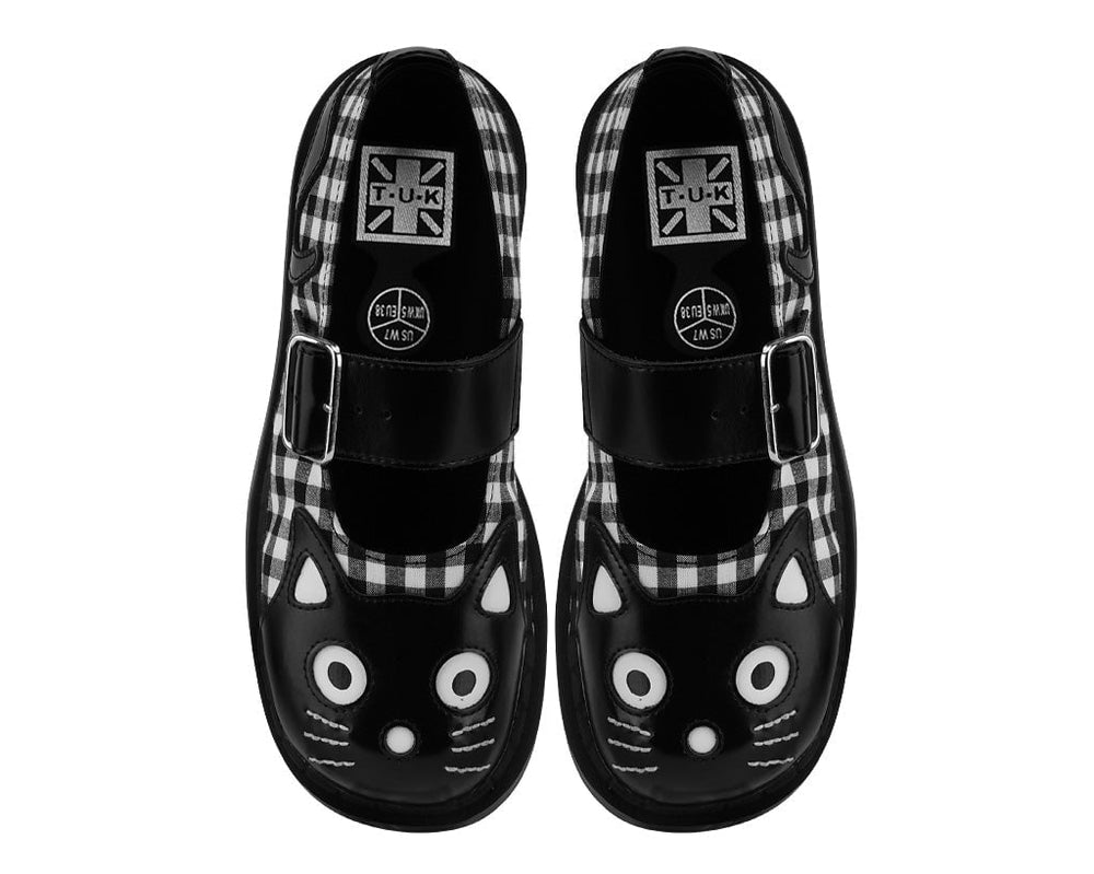 T.U.K. Shoes T2363 Black & White Gingham Kitty Mary Jane